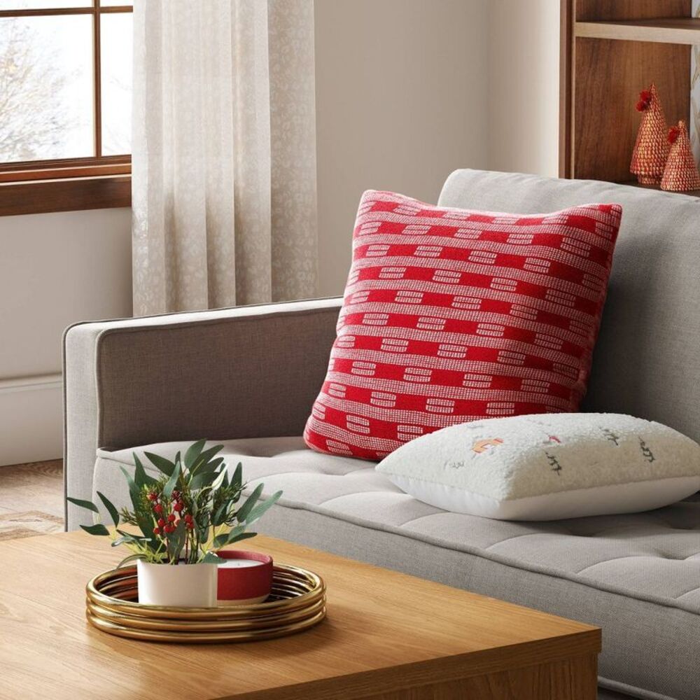 Threshold Red and White Holiday Pillow